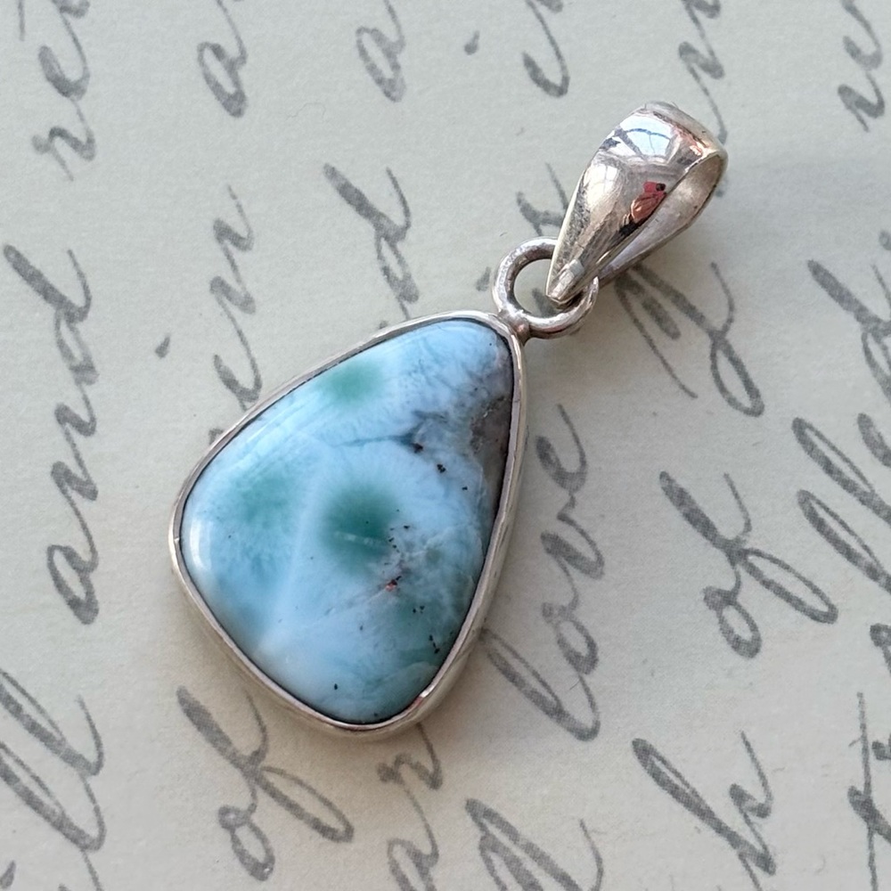 Sterling Silver and Blue Larimar Gemsone Pendant